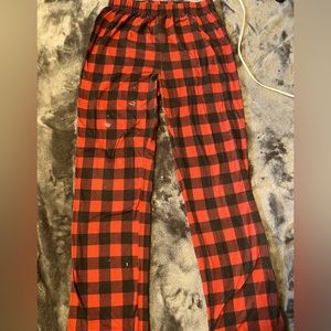 Black and red pajama pants